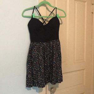 Black and floral pink dress with built in bra